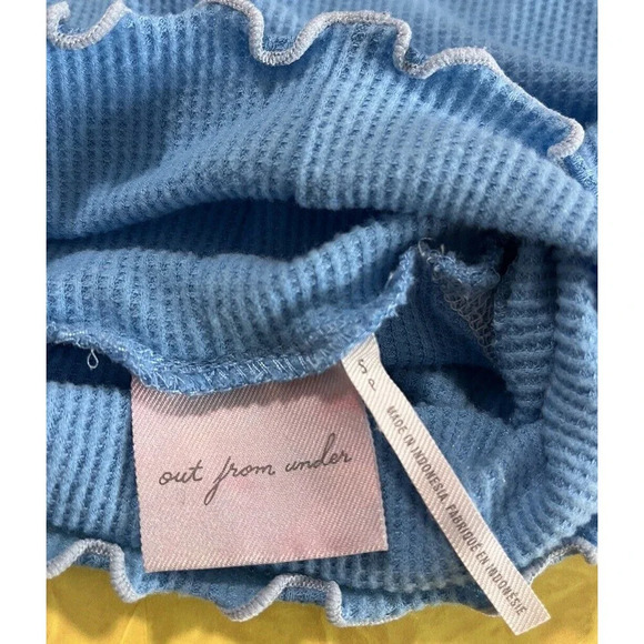 Out from under Frilly Turtle Neck Y2K 00s Vibes l/s blue comfy cozy top small - Picture 3 of 5